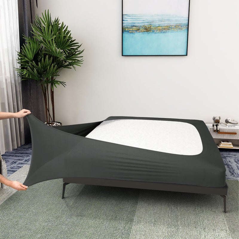 ALYVIA SPRING Box Spring Cover QueenCal Queen Size  Jersey Knit  Stretchy Wrap Around 4 Sides Alternative for Bed Skirt Gray 