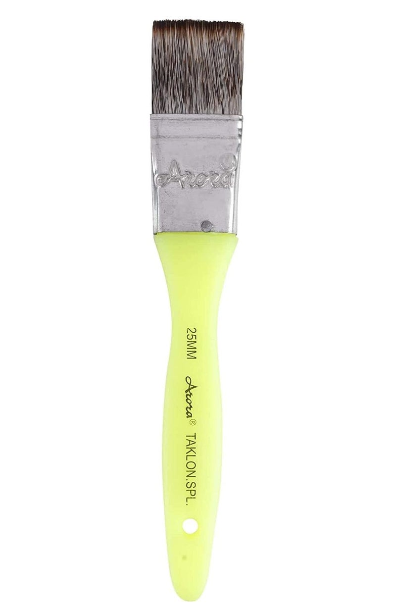 Arora Synthetic Hair Flat Paint Brush of 1 Inch, 25 mm for Watercolor and Acrylic Painting Green - Image 1