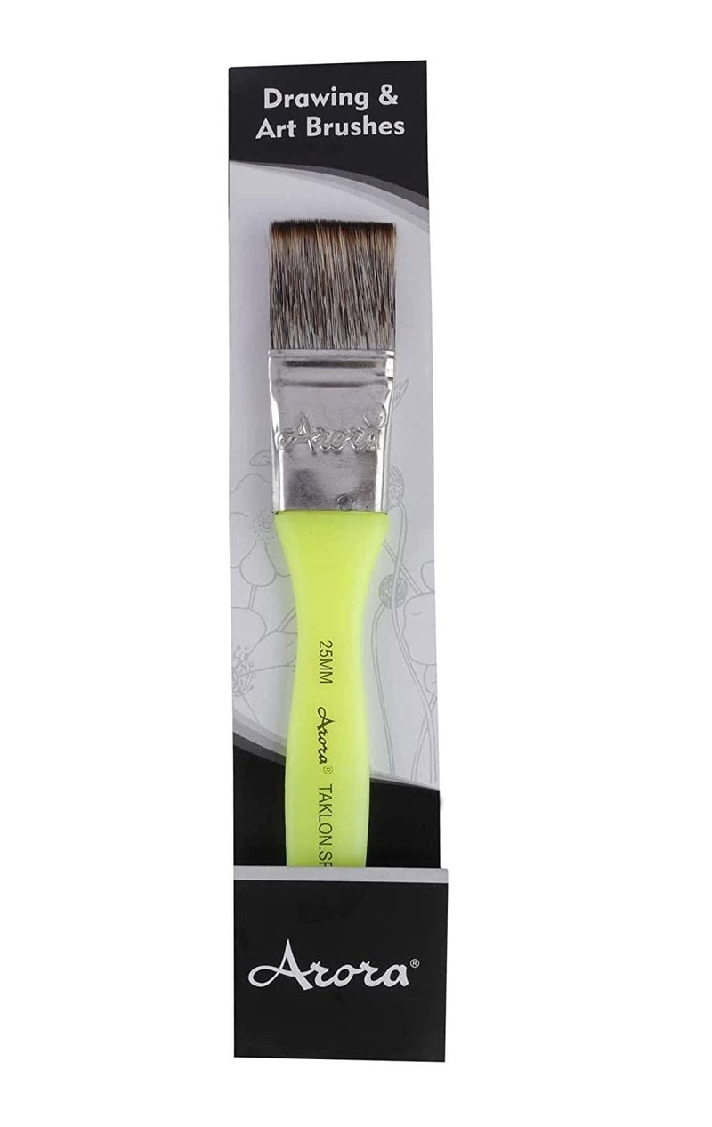 Arora Synthetic Hair Flat Paint Brush of 1 Inch, 25 mm for Watercolor and Acrylic Painting Green - Image 4