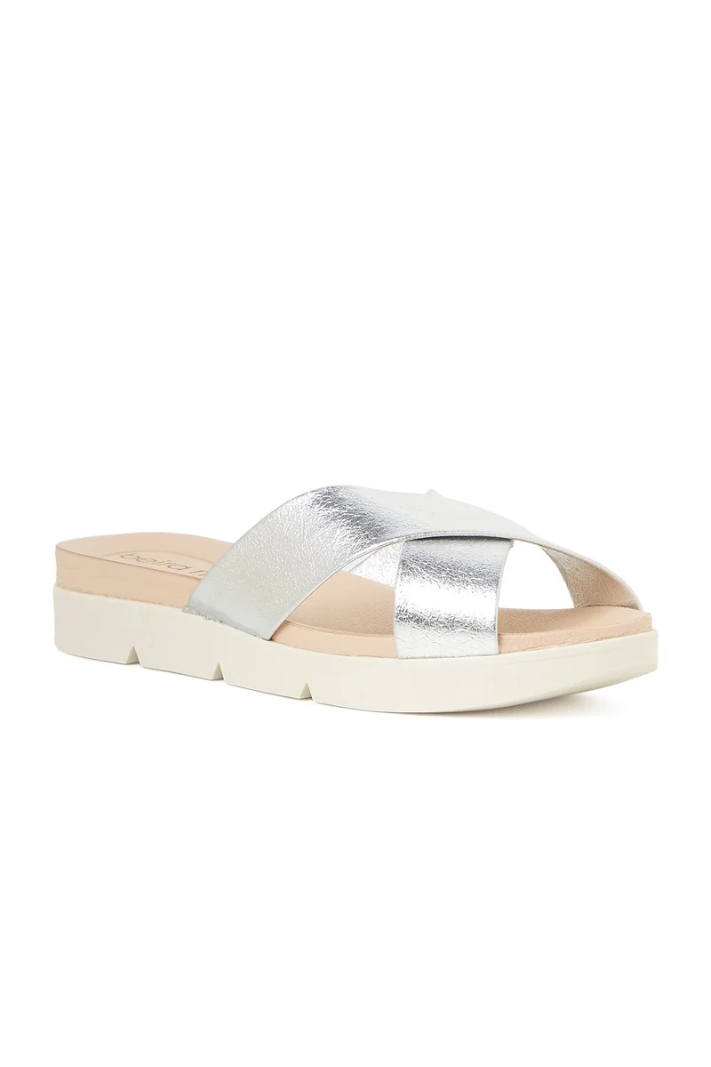 Beira Rio BEIRA RIO Ladies Low heel/wedge Comfort Sandals in SILVER | Comfortable Everyday Footwear