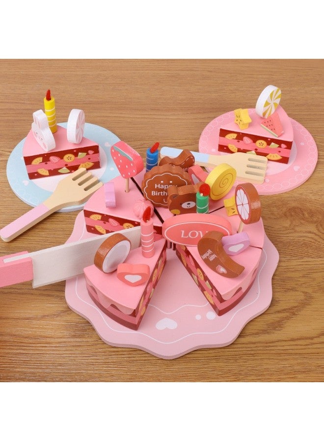 Wooden Birthday Cake Role Play Toy Set For Girls And Boys Kitchen Simulation Fruit Cutting Toys Wooden Playhouse Set-Specifications:Three-layer Dessert (0.9kg) - Image 4