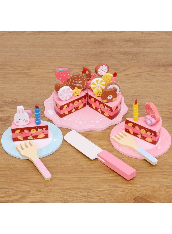 Wooden Birthday Cake Role Play Toy Set For Girls And Boys Kitchen Simulation Fruit Cutting Toys Wooden Playhouse Set-Specifications:Three-layer Dessert (0.9kg) - Image 3