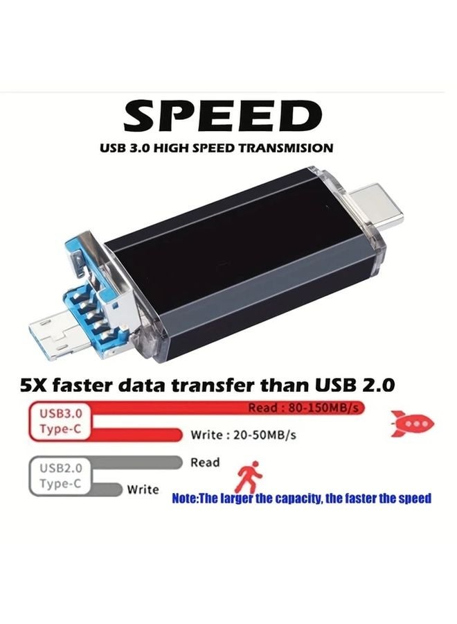 128 جيجابايت نوع C مايكرو OTG محرك أقراص فلاش USB 3 في 1 عصا الصور متوافق مع هاتف سامسونج وجوجل بيكسل - Image 5