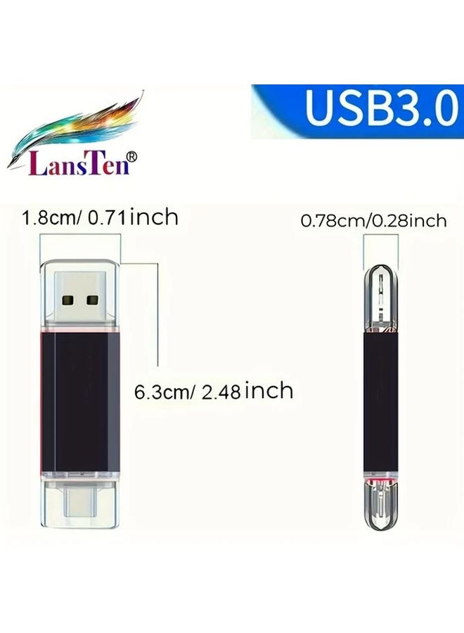 128 جيجابايت نوع C مايكرو OTG محرك أقراص فلاش USB 3 في 1 عصا الصور متوافق مع هاتف سامسونج وجوجل بيكسل - Image 3