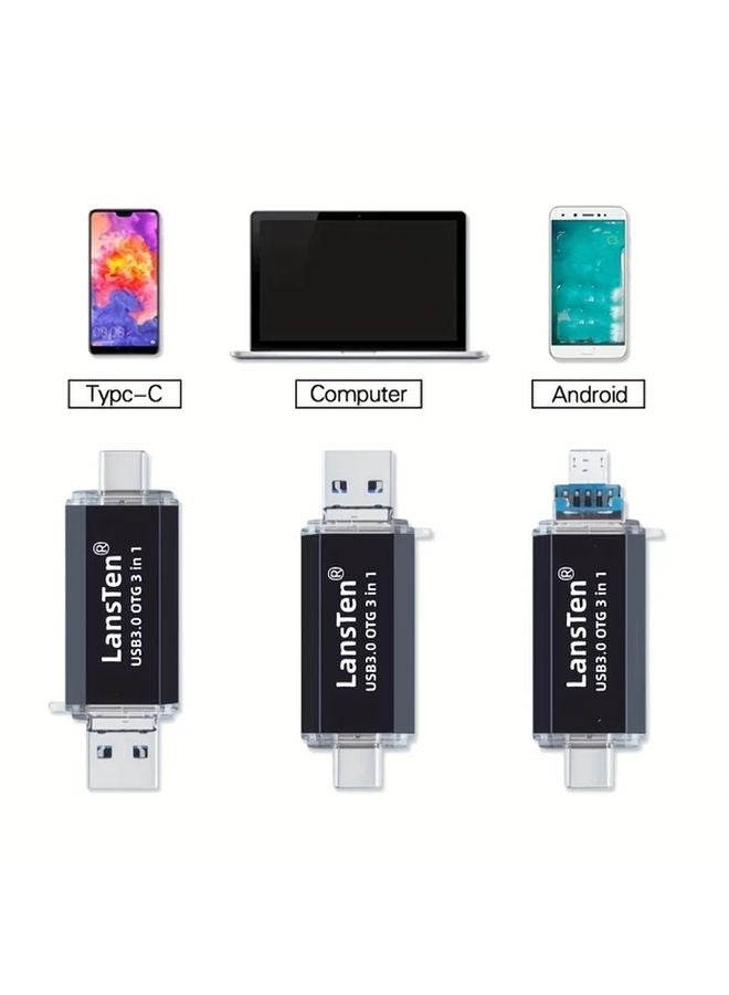 128 جيجابايت نوع C مايكرو OTG محرك أقراص فلاش USB 3 في 1 عصا الصور متوافق مع هاتف سامسونج وجوجل بيكسل - Image 4