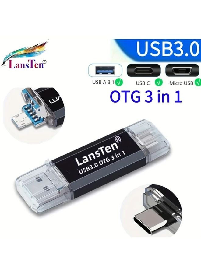 128 جيجابايت نوع C مايكرو OTG محرك أقراص فلاش USB 3 في 1 عصا الصور متوافق مع هاتف سامسونج وجوجل بيكسل - Image 2