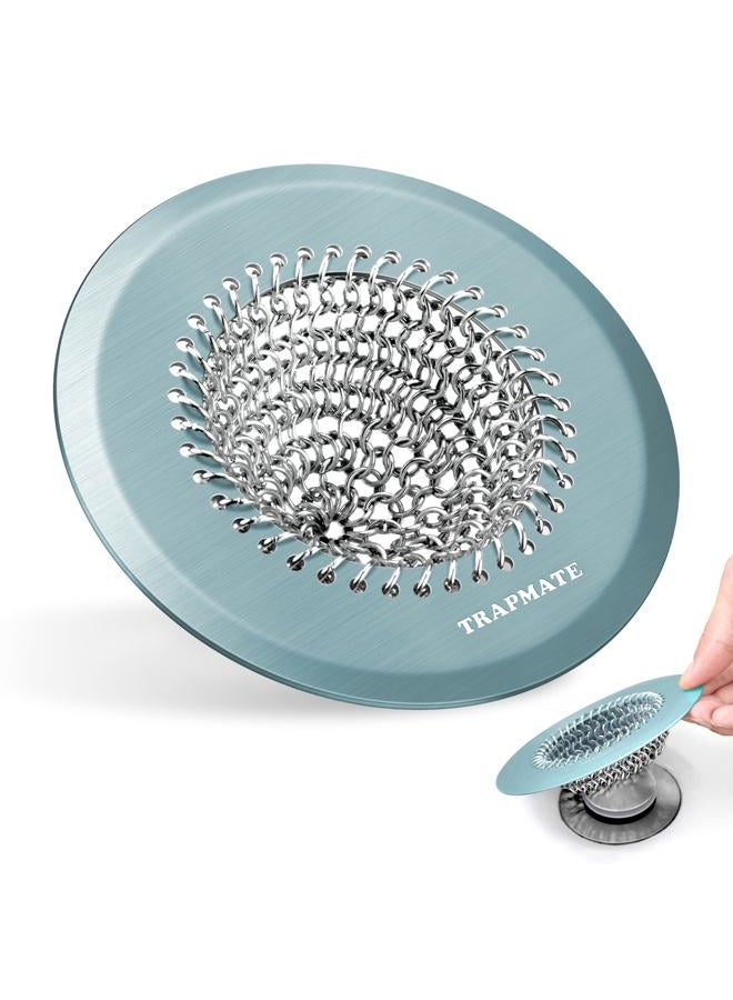 TRAPMATE Reversible Bathtub Drain Protector Hair Catcher/Easy Clean & Fast Drainage Drain Cover for Regular & Pop-up Drain (Teal) - Image 1