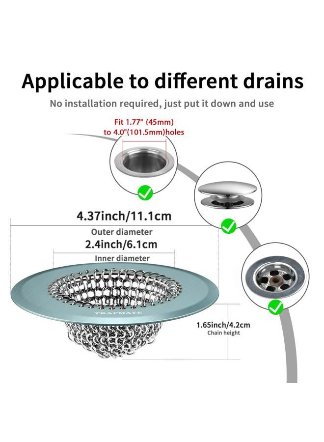 TRAPMATE Reversible Bathtub Drain Protector Hair Catcher/Easy Clean & Fast Drainage Drain Cover for Regular & Pop-up Drain (Teal) - Image 2