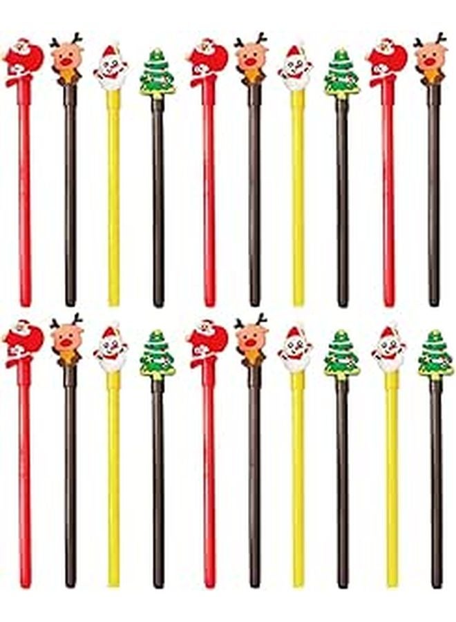Christmas Gel Pens 0.5mm 20Pcs Set Snowman Reindeer Pine Tree Santa Claus Holiday Writing - Image 1