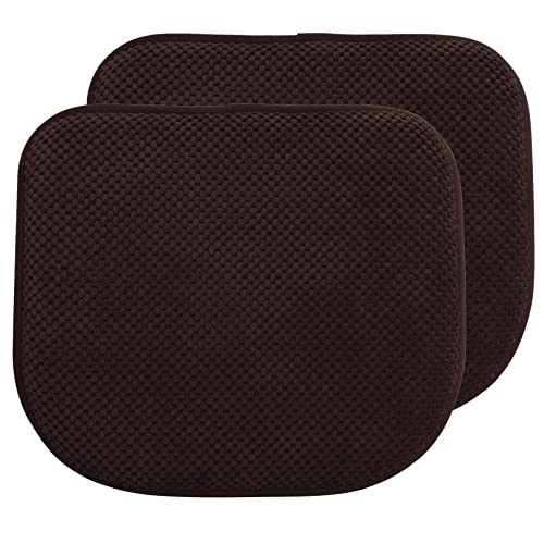 PAGGED Brown Foam Seat Cushions Kitchen Chairs Pads for Dining Chairs 2 Pack Non Slip Patio Seat Cushions Washable U Shaped Soft Thick Large Metal Wooden Chair Cushions,17" x 15" - Image 1