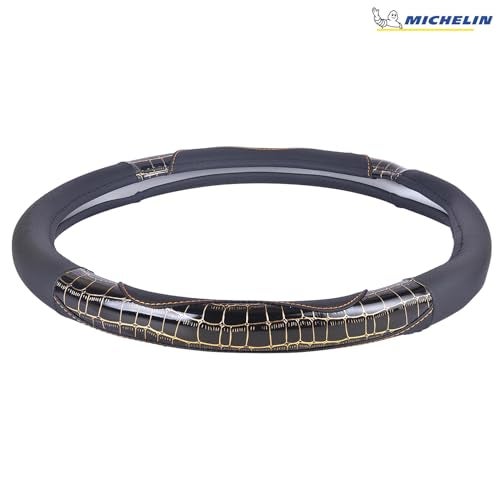 MICHELIN iFit Premium Faux Leather Steering Wheel Cover-Black Crocodile Design (D"Shape )Stich, DIY-No Tools Required to fit, iFit Technology Stretches to fit 14.5" & 15.5" Inches Most Steering Wheels - Image 5