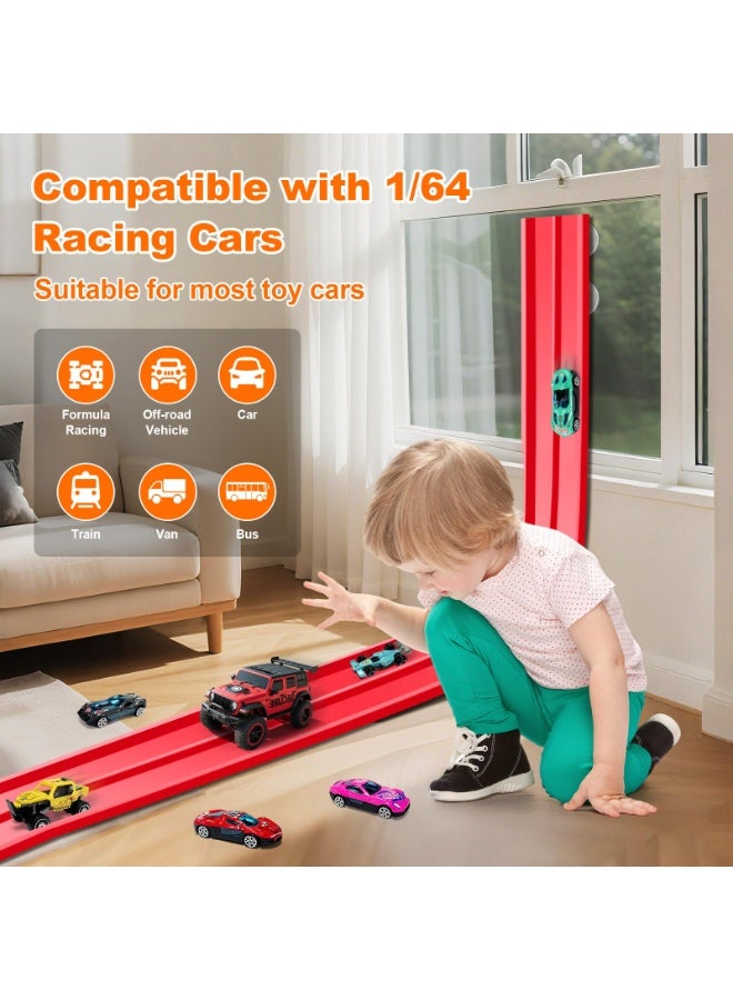 13-foot flexible racetrack, children's toy flexible racing track with suction cups,Rolls Up Portable Racetrack , compatible with all kinds of small cars, holiday gifts for boys and girls - Image 2