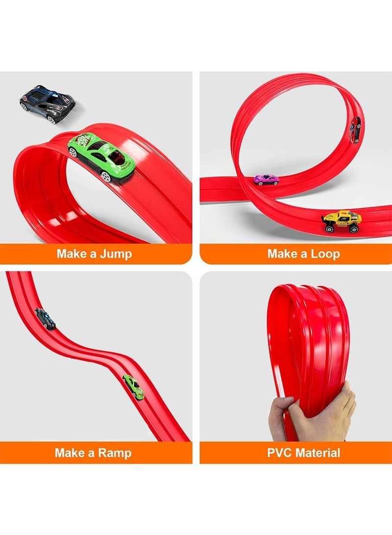 13-foot flexible racetrack, children's toy flexible racing track with suction cups,Rolls Up Portable Racetrack , compatible with all kinds of small cars, holiday gifts for boys and girls - Image 5