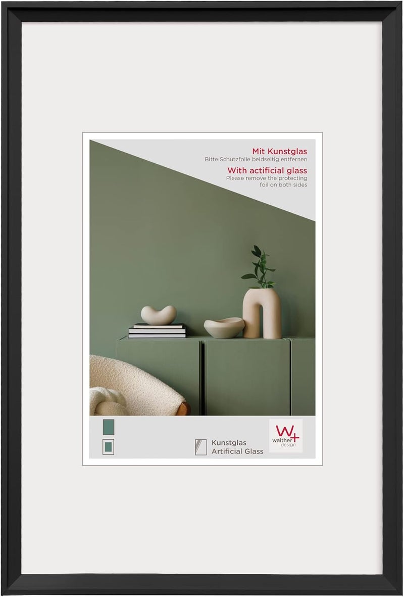 walther design إطار صور من Walther Design Desire DEX070B مع زجاج فني، إطار بلاستيكي، 50 × 70 سم، أسود - Image 1