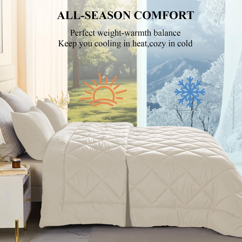 MIOTO Oversized King Comforter, Extra Large King Size Comforter Oversized, All Season Soft Lightweight Quilt Down Alternative Duvet Insert with 8 Corner Tabs(128x120. Beige) - Image 4