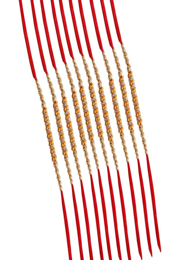 Suninow Designer Stone Studded Thread Rakhi (Pack of 10)