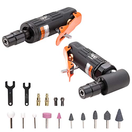 WP WORKPAD WORKPAD 12PCS Air Die Grinder Set - Straight/Angled Grinder Kit with 1/4 and 1/8 inch Collets, 10-Piece Stone Set, Pneumatic Tools - Image 1