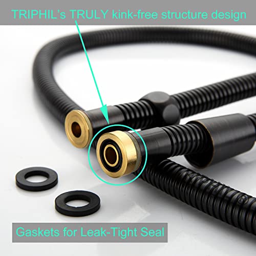 TRIPHIL Kink-free Shower Hoses for Handheld Showerhead Hose Replacement Flexible Metal Shower Tube Extension 360 Degree Swivel Anti-twist Brass Nuts Stainless Steel Sleeve Oil Rubbed Bronze 59 Inches - Image 2