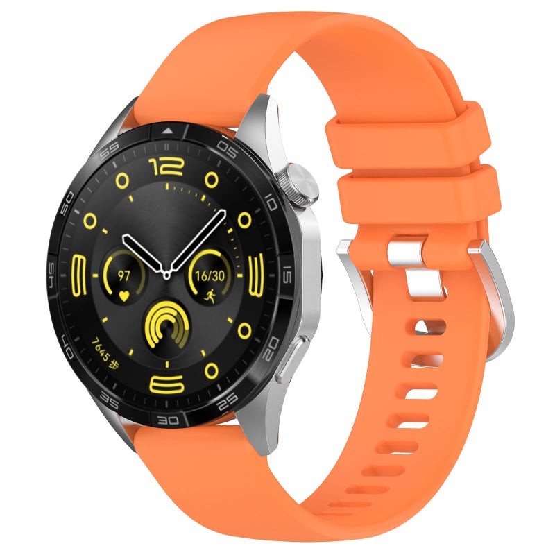 erorex For Huawei Watch Gt 5 Pro 46Mm Liquid Glossy Silver Buckle Silicone Watch Band(Orange) - Image 1