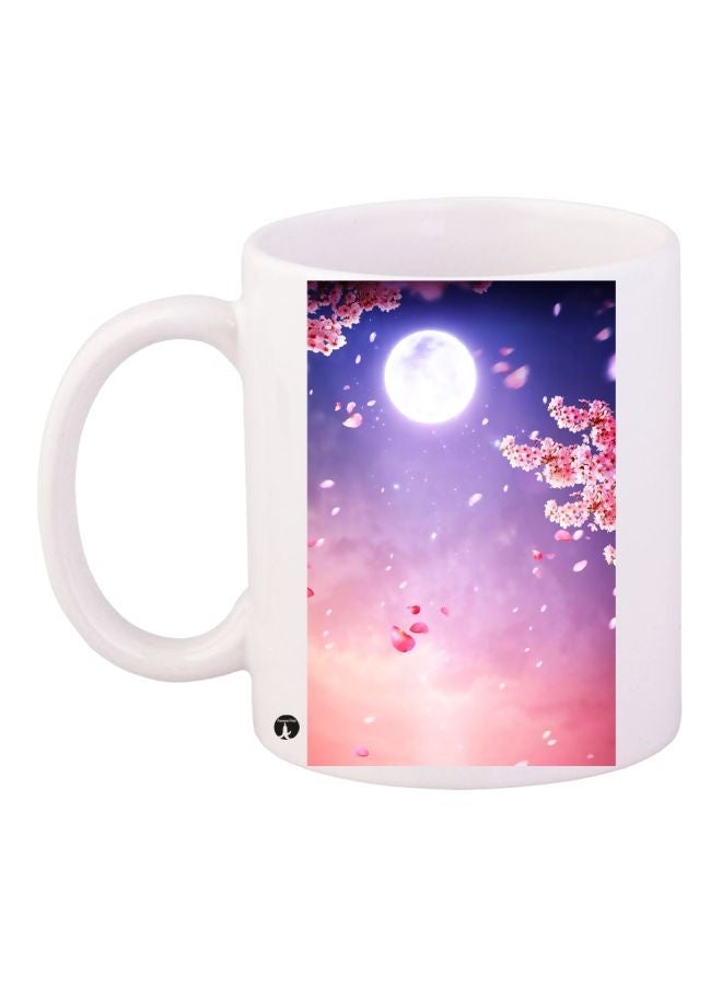 RYN Moon Printed Coffee Mug White/Pink/Blue 11ounce