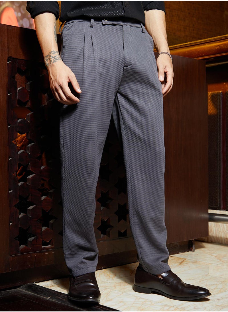 Campus Sutra Men's Ash Grey Micro-Waffle Chino Trousers  - Image 3