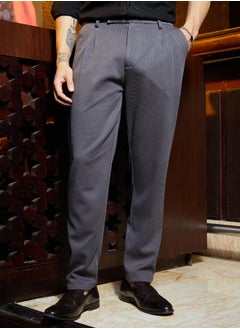 Campus Sutra Men's Ash Grey Micro-Waffle Chino Trousers  - Image 2