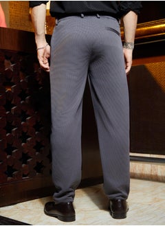 Campus Sutra Men's Ash Grey Micro-Waffle Chino Trousers  - Image 5
