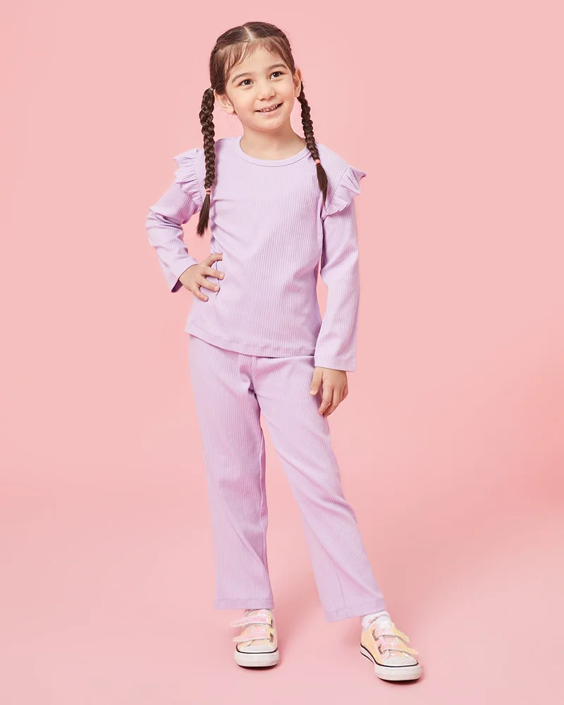 ردتاغ Girls Lilac Embellished Casual Set (2 Piece)