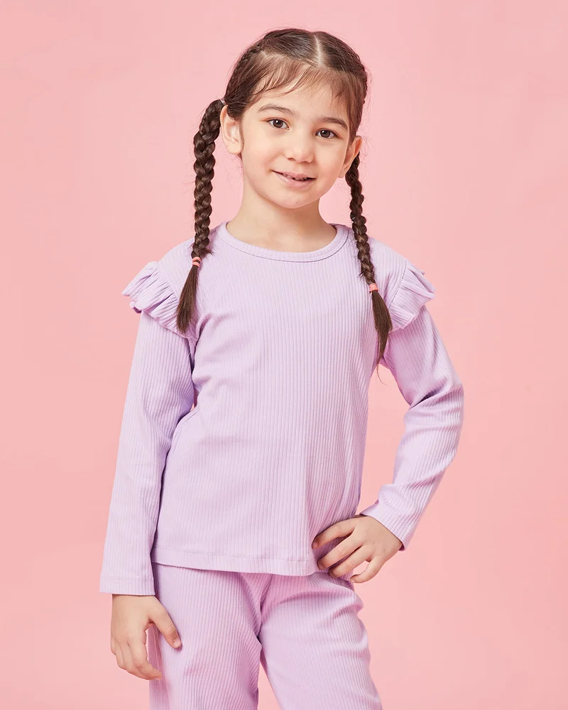 ردتاغ Girls Lilac Embellished Casual Set (2 Piece)