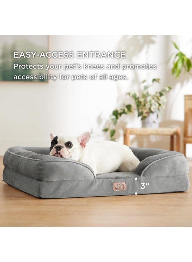 Bedsure Orthopedic Dog Bed For Medium Dogs  Waterproof Dog Sofa Beds Medium, Supportive Foam Pet Couch Bed With Removable Washable Cover, Waterproof Lining And Nonskid Bottom, Grey - Image 5