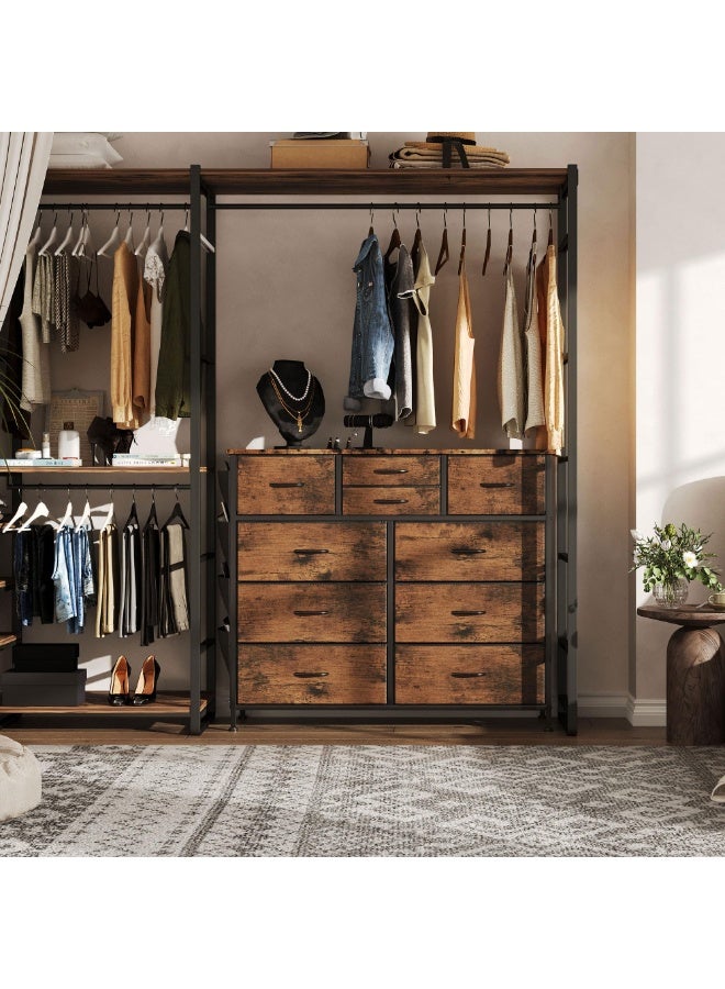 ACPLAY 10-Drawer Fabric Dresser with Side Pockets, Sturdy Storage Chest with Metal Frame & Wood Top, Organizer Unit for Bedroom, Closet, Hallway, Living Room - Image 2