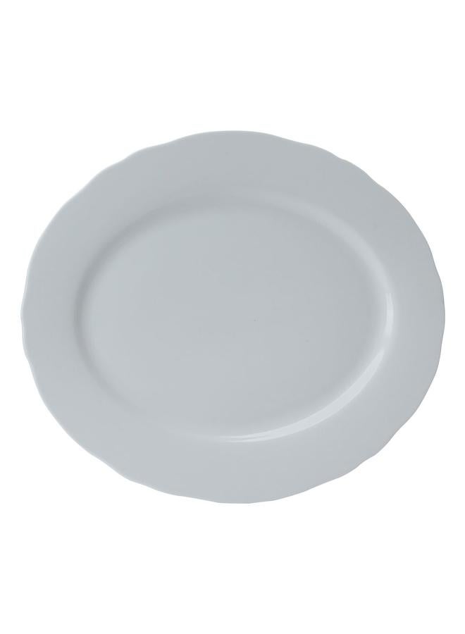 Alsaif Porcelain Serving Plate 10 Inches Flat Oval White - Image 1
