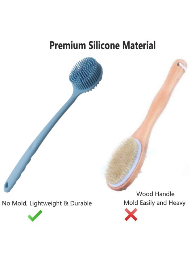 KINGMAZI Back Scrubber Body Brush for Shower,Soft Silicone Bath Body Brush with Long Handle Double Sided Brush for Men Women Shower Exfoliating and Massage - Image 4