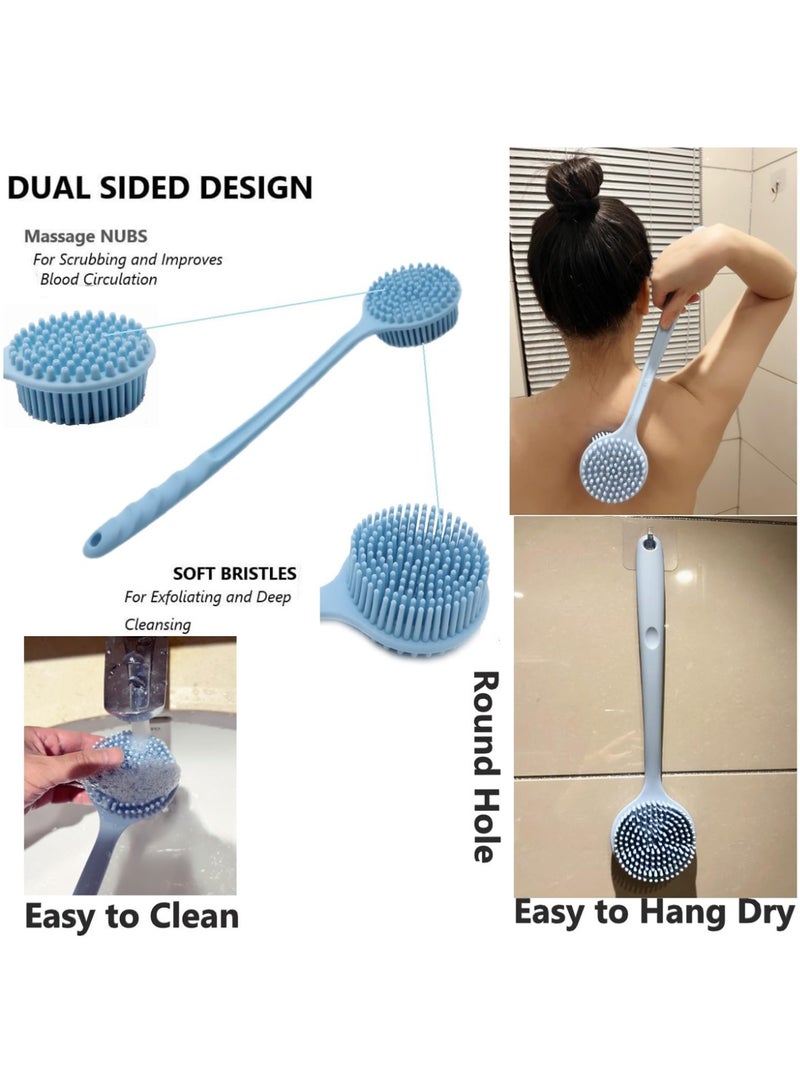 KINGMAZI Back Scrubber Body Brush for Shower,Soft Silicone Bath Body Brush with Long Handle Double Sided Brush for Men Women Shower Exfoliating and Massage - Image 2