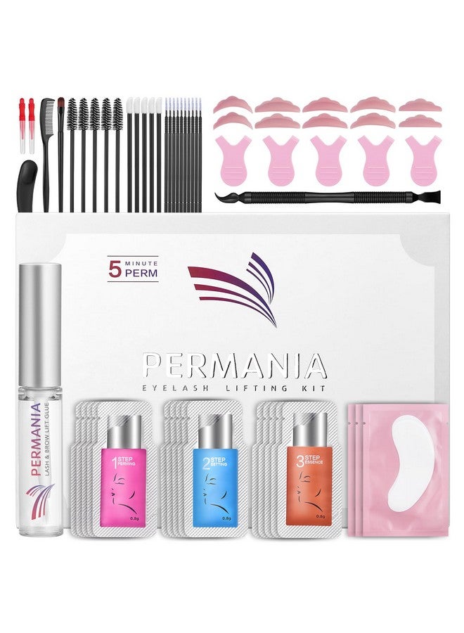 پيرمانيا مجموعة رفع الرموش، مجموعة بيرمانيا لتمويج الرموش، مجموعة احترافية لتمويج الرموش، مجموعة تصفيح الحواجب، الكل في واحد مناسب للاستخدام في الصالون والمنزل، يدوم طويلًا لمدة 6 أسابيع - Image 1
