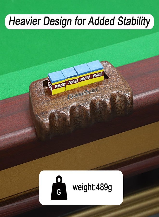 GAMESUN Weighted Wooden 4-Cue Pool Cue Stick Holder, Billiard Cue Stick Holder with Chalk Holder - Solid Wood Storage Rack with Non-Slip Base - Image 3