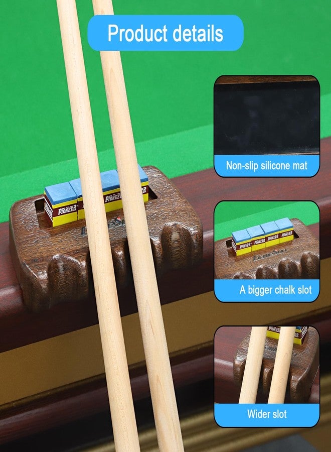 GAMESUN Weighted Wooden 4-Cue Pool Cue Stick Holder, Billiard Cue Stick Holder with Chalk Holder - Solid Wood Storage Rack with Non-Slip Base - Image 4