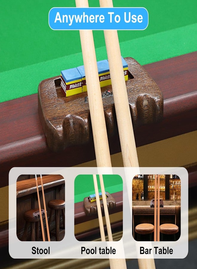 GAMESUN Weighted Wooden 4-Cue Pool Cue Stick Holder, Billiard Cue Stick Holder with Chalk Holder - Solid Wood Storage Rack with Non-Slip Base - Image 5