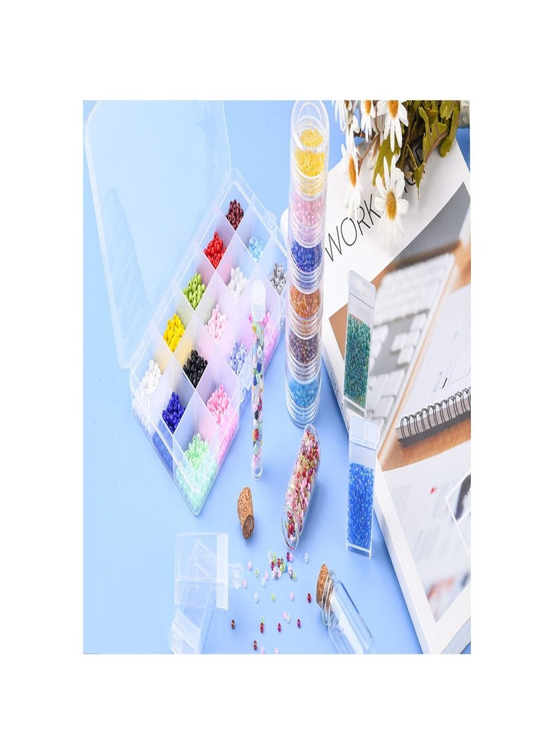 Smart Polypropylene(PP) Bead Storage Containers, 15 Compartments Organizer Boxes, with Hinged Lid, Rectangle, Clear, 21.7x11x3cm, compartment: 3.4x4.1cm - Image 2