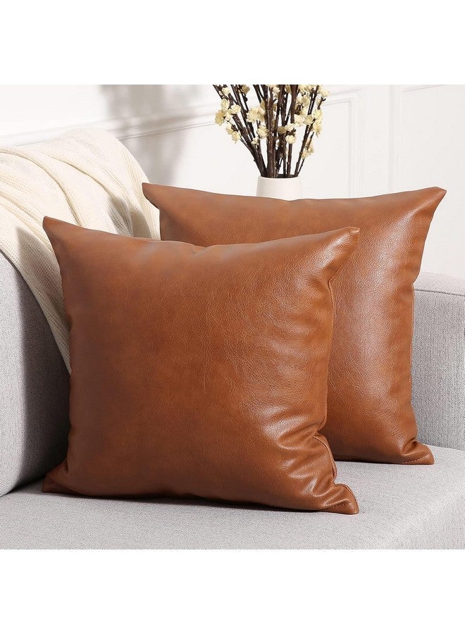 AEROHAVEN™ Set of 2 Solid Hand Made Faux Leather Throw/Pillow Cushion Covers - CC-239 - (16 x 16 Inch(40 x 40cm)) - Image 1
