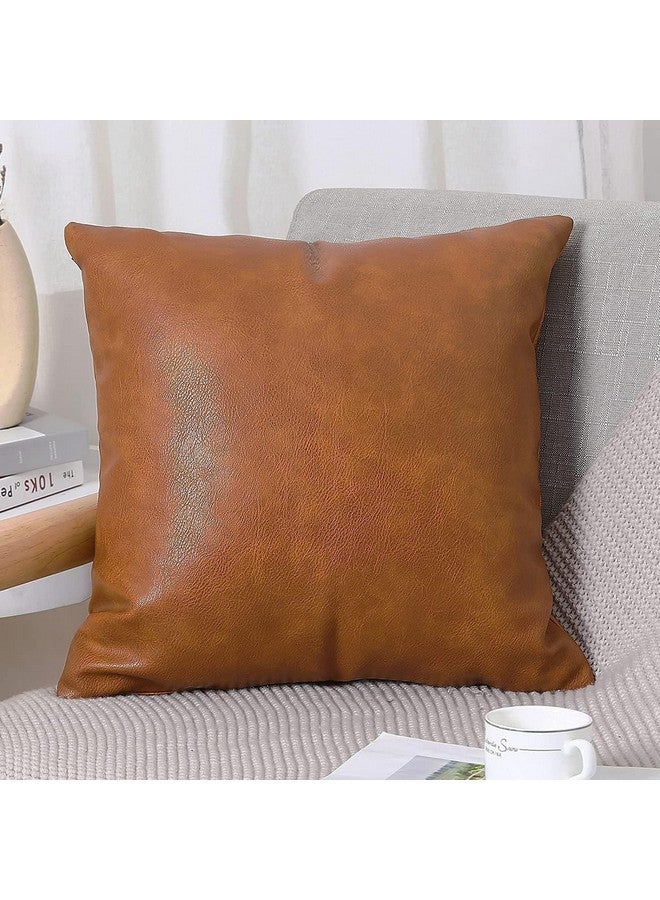 AEROHAVEN™ Set of 2 Solid Hand Made Faux Leather Throw/Pillow Cushion Covers - CC-239 - (16 x 16 Inch(40 x 40cm)) - Image 2