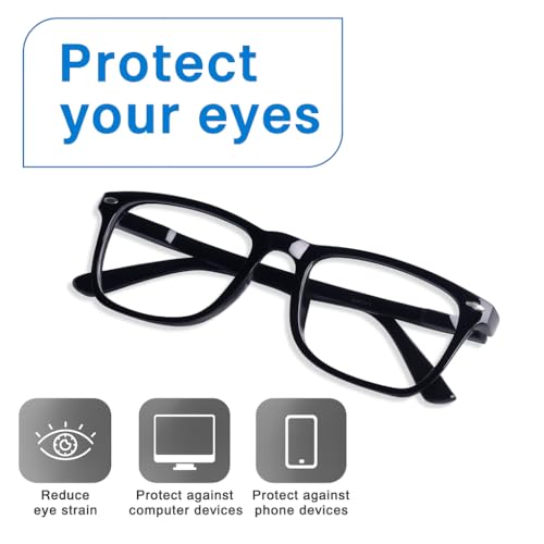RAYBLOC UV Protection Glasses Blue Cut Blocking Harmful Rays Glasses for Men & Women Zero Power Computer Specs Eye Protection Lightweight Frame with Case & Cleaning Cloth Square - Image 5