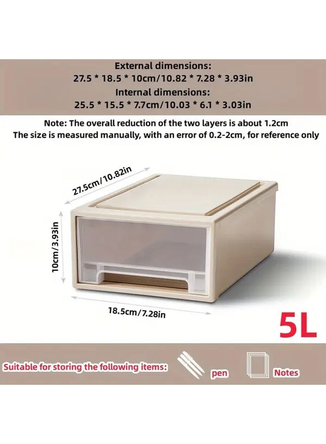 Beige 5L Plastic Drawer Storage Box Multi Compartment Organizer For Home Office - Image 5