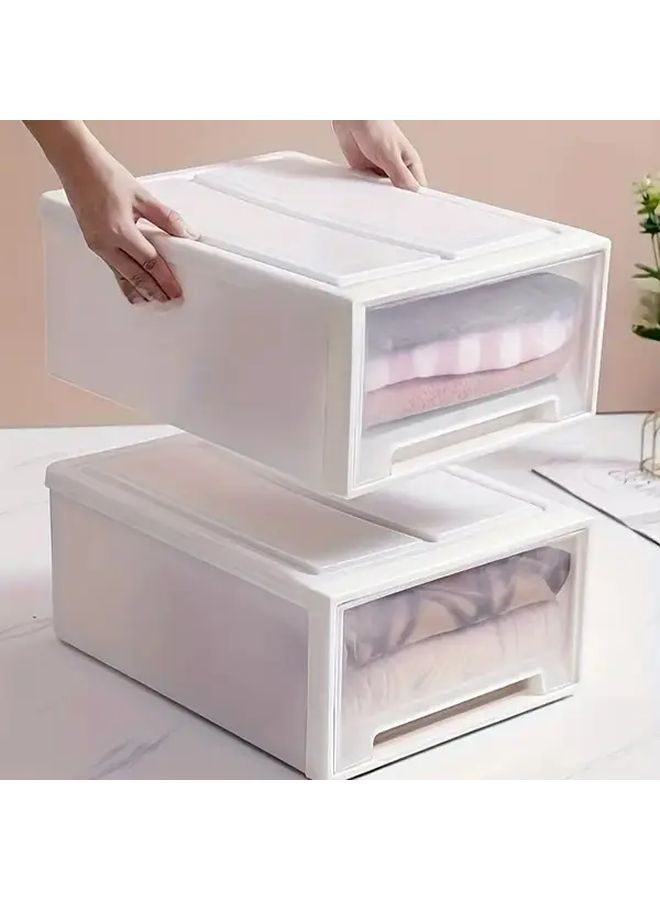Beige 5L Plastic Drawer Storage Box Multi Compartment Organizer For Home Office - Image 1
