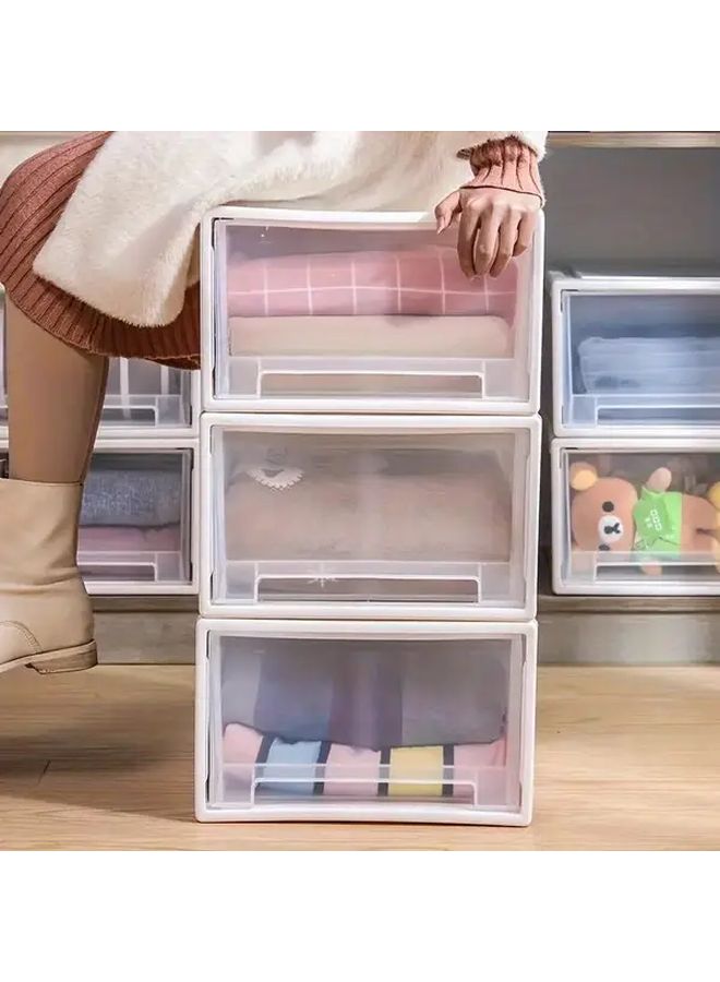 Beige 5L Plastic Drawer Storage Box Multi Compartment Organizer For Home Office - Image 3