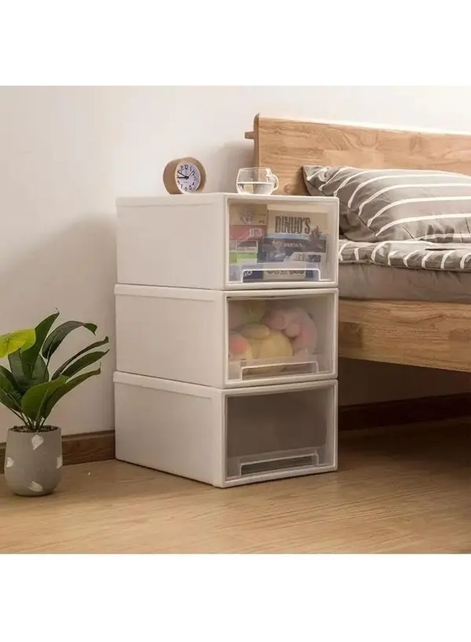 Beige 5L Plastic Drawer Storage Box Multi Compartment Organizer For Home Office - Image 2