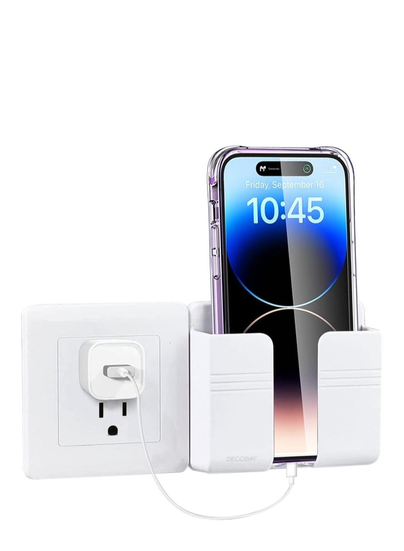 2Pcs Phone Holder Wall Mounted, Phone Stand with Self Adhesive. Phone Holder for Shower/Charging.Compatible with iPhone and Android (2Pcs-White) - Image 2