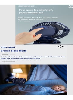 Inder 2in1 Desktop Clip Fan GF07 Portable USB Rechargeable 4 Speed Ultra Quiet Desk Fan 5000mAH Mini Dormitory Handheld Cooling Fan Cooler For Indoor Outdoor(Blue)  - Image 5