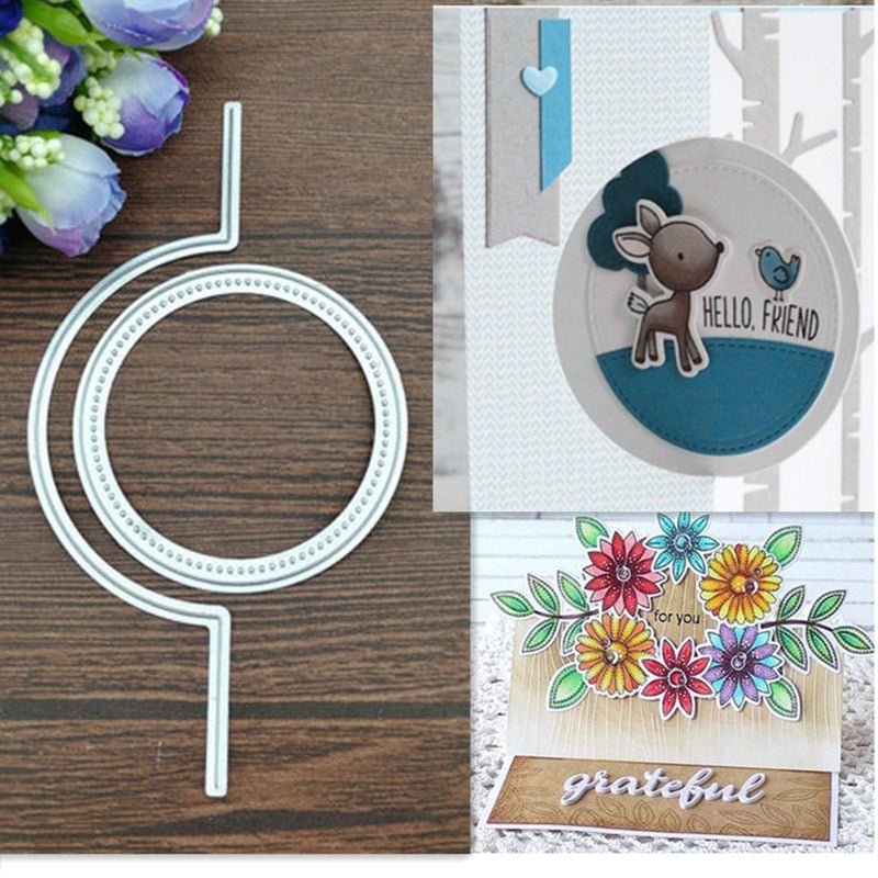 DDeehs Round Tag Flower Metal Die CutsRound Square Card Cutting Dies Cut Stencils DIY Scrapbooking Album Decorative Embossing Paper Dies Festival Card Making Sliver 134x7cm527X275