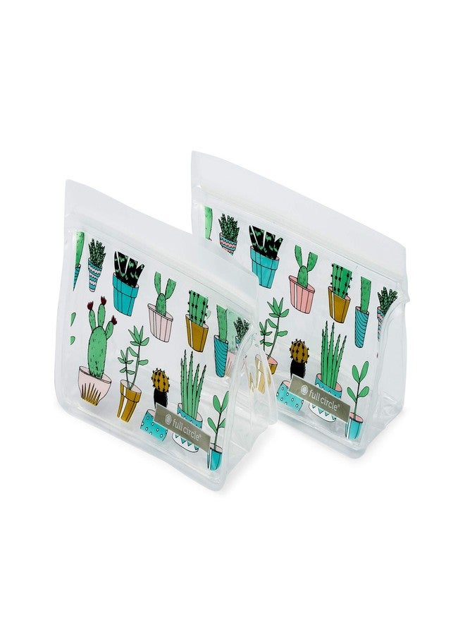 فل سيركل أكياس وجبات خفيفة قابلة لإعادة الاستخدام من فول سيركل زيبتاك - أكياس تخزين متعددة الاستخدامات، مانعة للتسرب، آمنة للطعام - خالية من مادة BPA - طقم من قطعتين، بنقشة صبار الحفلات - Image 4